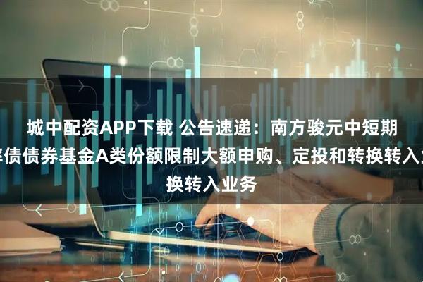 城中配资APP下载 公告速递：南方骏元中短期利率债债券基金A类份额限制大额申购、定投和转换转入业务